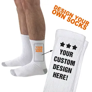 Chaussettes d'équipage en coton sur mesure conception personnalisée logo équipage chaussettes pour hommes logo chaussettes personnalisées