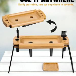 Wooden Cigar <b>Rolling</b> Tray Set Foldable Multifunctional With Accessories Rack And Cone Loading Port For DIY Cigar Making - Product Image 3