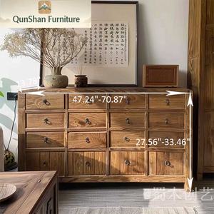 Mueble de Almacenamiento Moderno de Estilo <span class=keywords><strong>Chino</strong></span> con Ocho Cajones, de Madera Maciza de <span class=keywords><strong>Olmo</strong></span> Rústico, para Organización del Hogar y Villas - Product Image 4