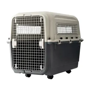 cajón del perro perrera Suppliers-Jaula de plástico para perros y gatos, caseta de viaje de lujo con ruedas, grande, aprobada por la línea aérea IATA
