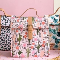 Sac à déjeuner isotherme en nylon personnalisé avec impression intégrale, 10 pouces, sac fourre-tout avec porte-bouteille d'eau, sangle, sac à bandoulière pour les voyages
