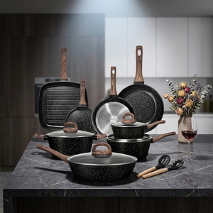 <span class=keywords><strong>Ensemble</strong></span> de 24 casseroles et poêles antiadhésives, compatibles <span class=keywords><strong>induction</strong></span>, <span class=keywords><strong>ensemble</strong></span> de cuisine avec poêles et casseroles, noir classique - Product Image 2