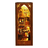Kit de construction de maison miniature en bois 3D, étagère à livres, décoration d'étagère, serre-livres