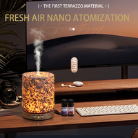Diffuseur d'huiles essentielles en plastique à ultrasons avec design terrazzo, veilleuse électrique, capacité de 200 ml, pour la maison, l'hôtel et la voiture