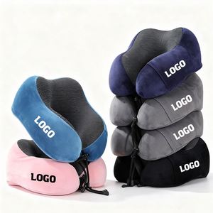 High Quality Travel Promotional U Shape Plush Memory Foam Neck Pillow for Airplane - Product Image 1