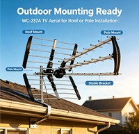 Antena HDTV Luar Ruangan Jangkauan Jauh WC-237A 4K Aluminium UHF VHF Digital TV Gain Tinggi 15dbi 1050mm Penguat Sinyal Rumah