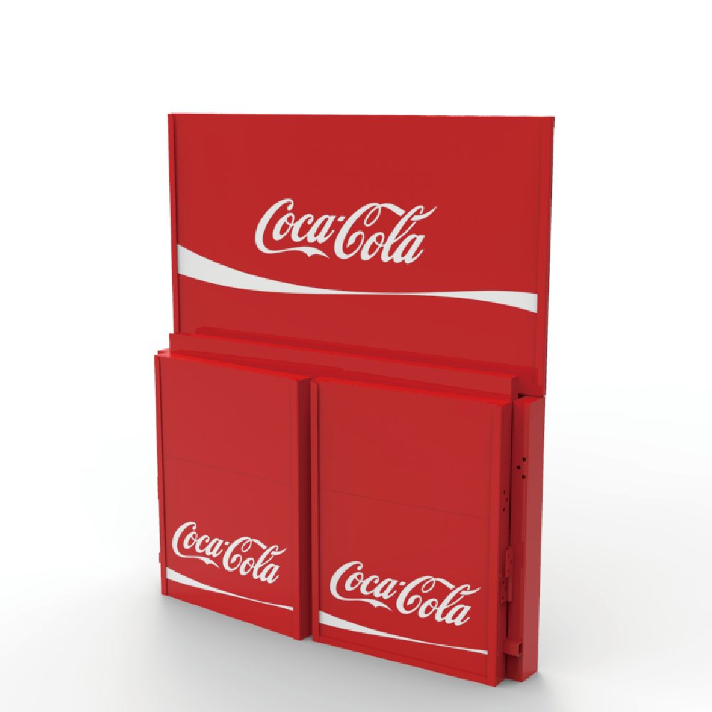 Folding Metal Floor Standing Beverage Display Stand Foldable Cola Display Rack Red Custom Size Advertising Use for Retail Shop — view 3