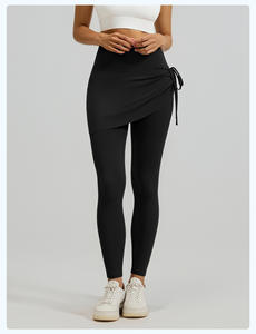 Two Pairs High <b>Elastic</b> Waist Pleated Yoga <b>Skirt</b> Pants for Women Slimming Anti-Embarrassment Exercise Fitness Full-Length Quick - Product Image 6