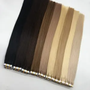 Chocolade Zwart En Goud 100 28 Inch Mongoolse Indian Human Pu Mega Onzichtbare Extensions Lijm Remy Tape In Haarverlenging