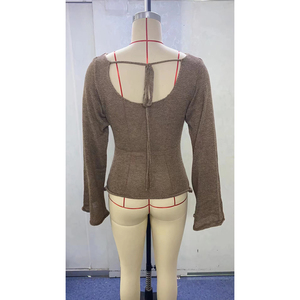 Nuovo Top in <span class=keywords><strong>Maglia</strong></span> con Maniche a Campana, Allacciatura Sexy sulla <span class=keywords><strong>Schiena</strong></span>, Maglione Elegante per Donne - Product Image 6
