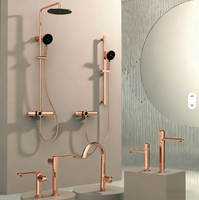 Ensemble de robinetterie de salle de bain de luxe moderne en or rose, mitigeur de douche thermostatique pour maison, villa, hôtel