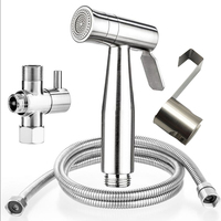HOMEDEC HD-1107 Support mural moderne pour douchette WC en acier inoxydable finition nickel brossé double fonction à poser au sol écologique