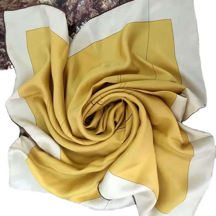 Custom Silk Head Scarves Bandanas 50D Polyester Twill Scarf Imitate Digital Print Women Neckwear