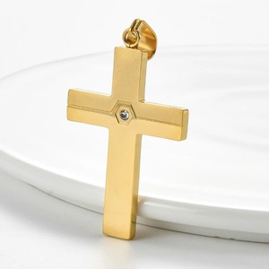 Pendentif croix tendance en acier inoxydable pour femmes et hommes, style Hip Hop Punk, couleur or et argent, collier avec breloques, bijoux de fête, cadeaux, 1 pièce - Product Image 2