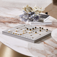 Luxe haut de gamme ligne dorée moderne marbre fait échiquier décoration de la maison échiquiers pour la décoration intérieure