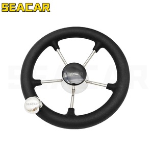 Seacar 11 Inch Boat Steering Wheel Black Foam <b>Grip</b> Stainless Steel Hydraulic <b>Control</b> For Boats - Product Image 4