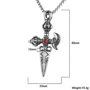 عقد من مصنع Dongguan من الفولاذ المقاوم للصدأ قلادة عتيقة على شكل سيف قلادة صليب أرثوذوكسي قوطي - Product Image 2