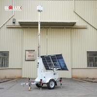 Remorque de sécurité mobile, mini remorque CCTV, système solaire puissant avec mât télescopique intégré pour prendre en charge les caméras intelligentes