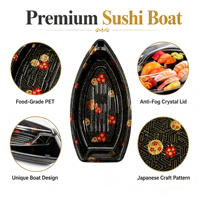 jetable pour aliments à sushi à emporter emballage alimentaire de gâteaux desserts en plastique plateau de bateau à sushi