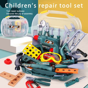 बच्चों शैक्षिक नाटक खिलौना सेट टिकाऊ प्लास्टिक छोटे इंजीनियर नकली इलेक्ट्रिक ड्रिल मैकेनिक टूल टूल खिलौने - Product Image 2