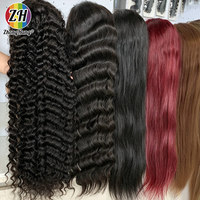 Perruques Lace Front sans colle vietnamiennes, prêtes à porter, en cheveux humains bruts 100% naturels, avec dentelle HD 13x4, à ondulations profondes bouclées, pré-épilées
