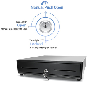 Cajón de Efectivo Manual con Apertura Táctil Xincode, Sistema POS, Caja Registradora, 5 Compartimentos para Billetes, 8 para Monedas, Cajón Metálico de 410 mm, GT-405H - Product Image 3