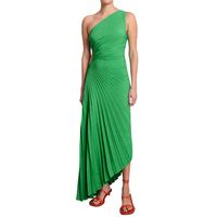 Vente en Gros de Robe de Bal Vintage Rouge Chaude Eté Chic Solide Asymétrique Évider Robe Plissée Vêtements pour Femmes