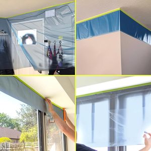 <span class=keywords><strong>Film</strong></span> de masquage pré-adhésif pour peinture, bâche plastique bleue avec ruban adhésif automobile et bâche de protection pour couvrir voitures et murs - Product Image 5