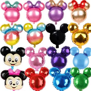 Globos lisos de helio con forma de cabeza de Mickey y Minnie, globos con diseño de personaje de dibujos animados