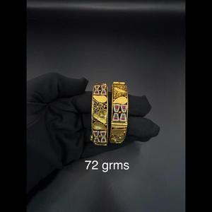 Heavy 925 Silver Gold Filigree <b>Bangles</b> with Ruby and Emerald Accents Traditional Indian Bridal Jewelry <b>Set</b> for Women - Product Image 3