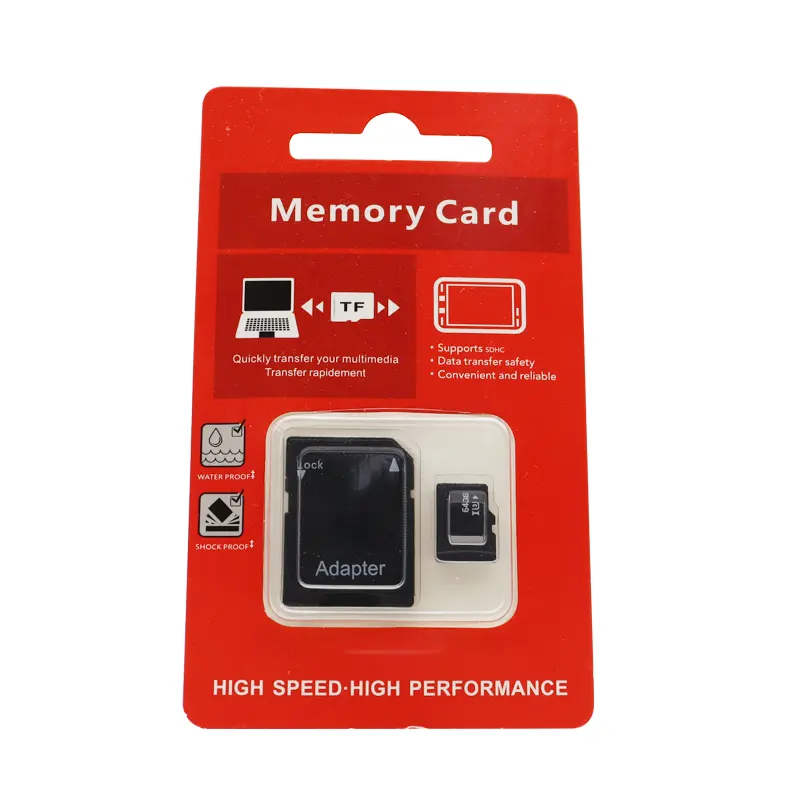 للبيع بالجملة بطاقة ذاكرة صغيرة C10 U3 vd عالية السرعة 16 جيجابايت 32 جيجابايت 64 جيجابايت 30 جيجابايت gb gb TF sd بطاقة SD بدون شعار ومحول ذاكرة