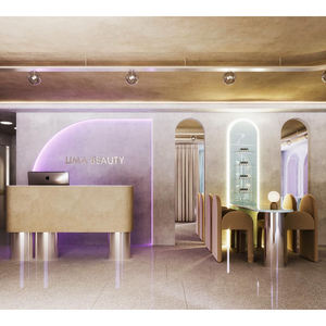 Dernier modèle de salon de beauté violet Mobilier de barbier pour intérieur coiffure Décoration boutique manucure ongles - Product Image 2