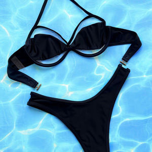 YY5905 Personalización dama sexy playa Jacquard tela Bandeau bikini reciclaje Traje de baño y ropa de playa <span class=keywords><strong>Brasil</strong></span> - Product Image 4