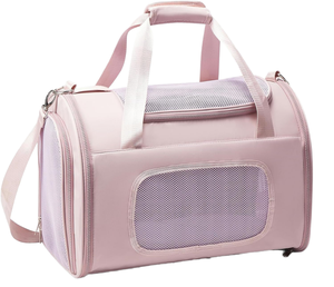 Pink Mesh Soft-Sided Pet Carrier for <b>Cats</b> with Zipper Closure and Breathable Design - Product Image 1