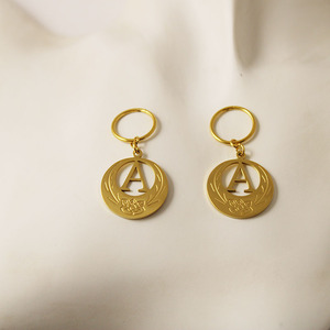 Anting-anting berlapis emas 24K dengan inisial 'E' untuk wanita, huruf alfabet Inggris Guam, perhiasan baja tahan karat religius untuk pernikahan dan pesta - Product Image 2