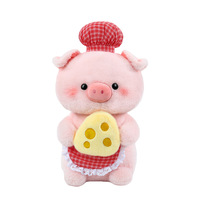 Boneka Babi Keju Lucu dengan Topi Koki, Boneka Babi Pink Super Lembut, Hadiah Penenang untuk Anak, Boneka Penghibur Anak