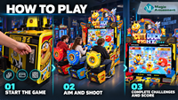 MAGIC AMUSEMENT Jeu d'arcade de tir commercial 3 joueurs, thème combat de canards mignons, sièges mobiles, écran 75 pouces, à monnayeur, 110V/220V pour salles d'arcade