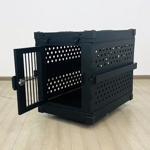 Yeni tasarım büyük lüks havacılık alüminyum köpek taşıma sandığı tekerlekler ile kalınlaşmış havalandırma firma kafes ile katlanabilir - Product Image 4