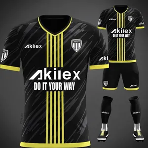 Jersey de fútbol personalizado, nuevo diseño, alta calidad, proveedor de china, alta calidad, negro y amarillo