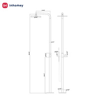 Robinet de douche sur pied en acier inoxydable 316 nickel brossé pour salle de bain, jardin, plage, avec fonction pluie, autoportant pour piscine