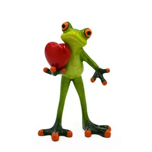 Amazing Frog Ornament Collection Adorable Frog Figurine Home Desk Decoration Fun Red Heart Valentine's Day Gift