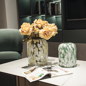 Accesorios de decoración europea para el hogar, jarrón cilíndrico de cristal de peltre alto de jade blanco, borde plateado - Product Image 5