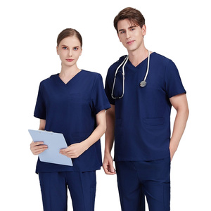 H & U mejor calidad médicos y enfermeras mujeres hombres transpirable algodón poliéster enfermería uniformes conjuntos médico Scrub Hospital uniformes - Product Image 2