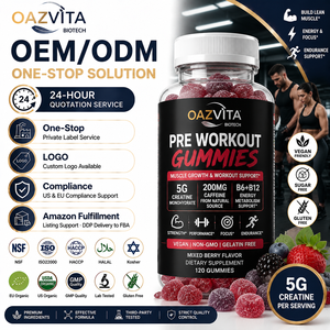 Gomitas <span class=keywords><strong>Pre</strong></span>-Entrenamiento OAZVITA OEM, Apoyo al Crecimiento Muscular, 5g de Creatina, Suplemento <span class=keywords><strong>Pre</strong></span>-Entrenamiento en Gomitas para Hombres y Mujeres - Product Image 1