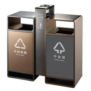 Recycling waste bin stainless steel trash can for Outdoor Public Street Dustbin