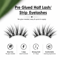 Faux cils personnalisés avec logo, pré-collés, imperméables, longue tenue 3-10 jours, bande transparente auto-adhésive, cils entiers à poser