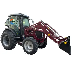 Novo trator agrícola de alta potência 80HP trator de rodas de cabine com carregador frontal para venda