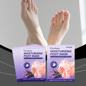 Masque hydratant pour les pieds à la lavande, marque privée OEM, élimination des peaux mortes, blanchiment des talons, soin des pieds anti-crevasses - Product Image 5