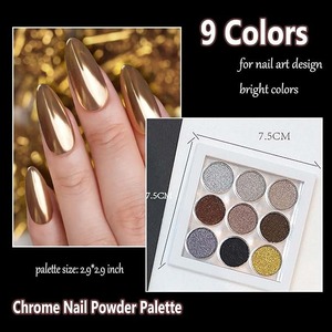 ผงสีเมทัลลิก 9 สี สำหรับตกแต่งเล็บแบบกระจกเงา สีแชมเปญโครม กลิตเตอร์เนื้อละเอียดพิเศษ สำหรับตกแต่งเล็บโครม - Product Image 4