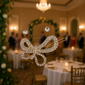 Barrette à cheveux Linda en strass, papillon, 8 cm, style doux, pour les fêtes, accessoires pour cheveux pour femmes - Product Image 2